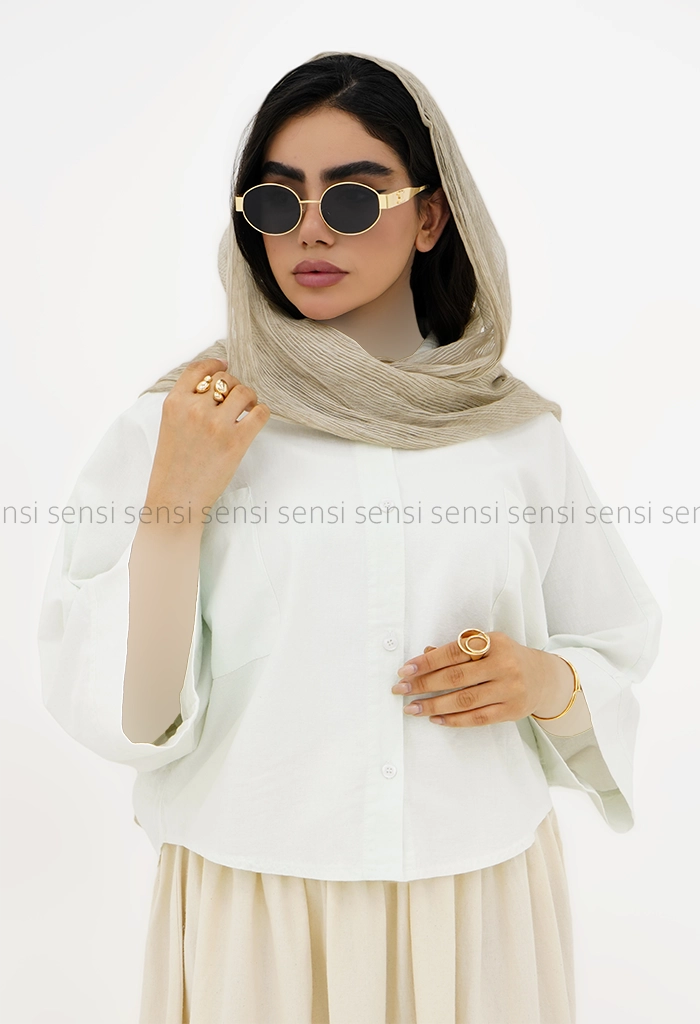 شومیز زنانه لینن باکسی کیمونو کد1006056